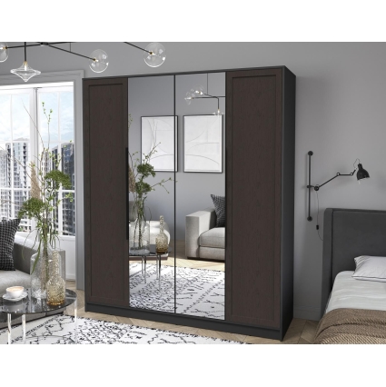 Шкаф распашной Тренд КТ-Ш4 (з) (Антрацит ЛДСП/ Дуб английский ЛМДФ) Ш1800 В2128 Г547